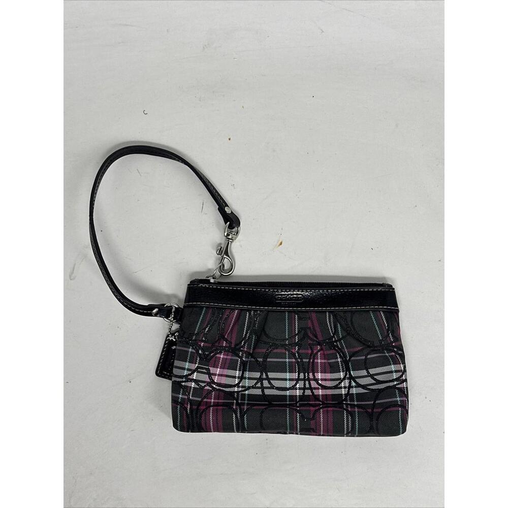 Coach Multi-Pocket Red/Black Signature Tartan Universal Pouch Wristlet A++ - Picture 3 of 8